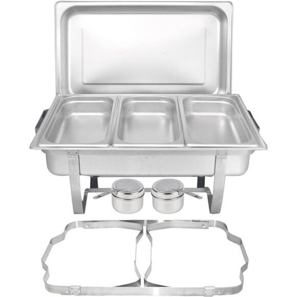 Chafing Dish Buffet Set - Stainless Steel with Steam Pans and Folding Frame - Picture 4 of 6